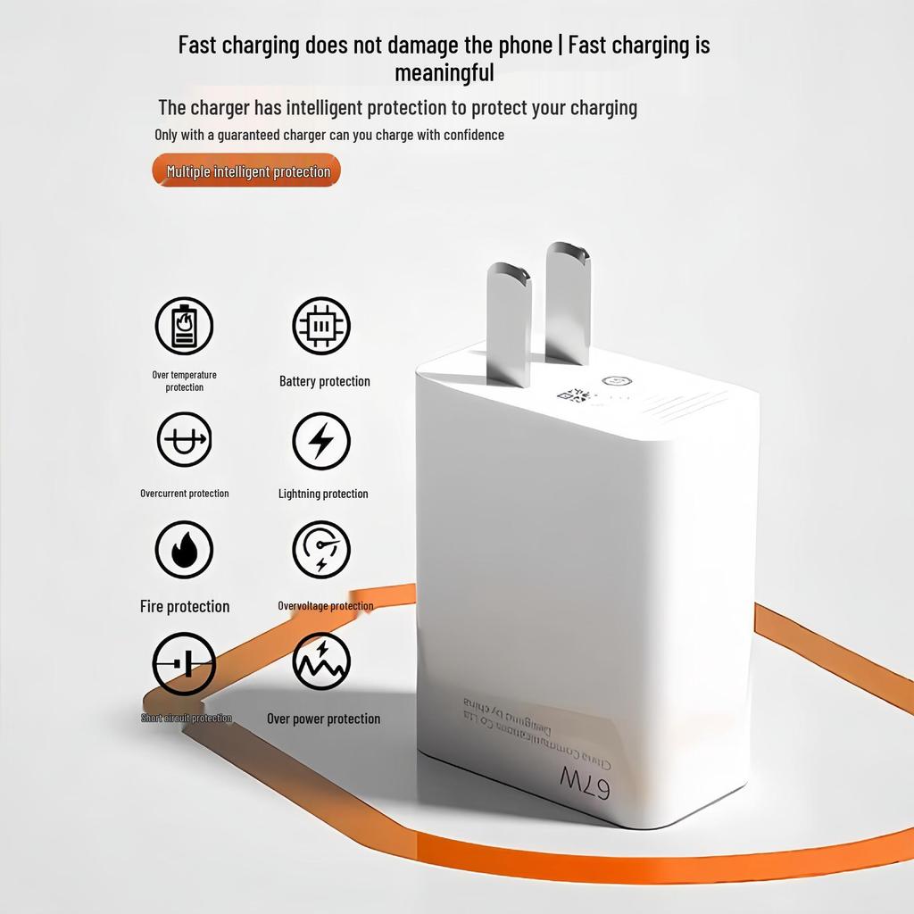 67W Fast Charging Charger Set for Xiaomi Redmi Phones with Gold Label and Charging Cable