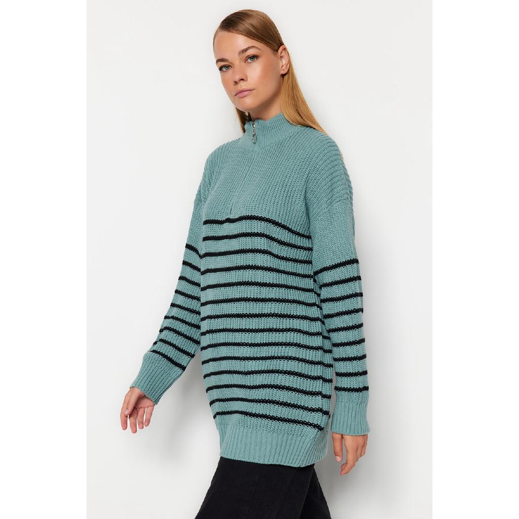 Трикотажный свитер с застежкой-молнией в каменную полоску Tctaw24ak00063