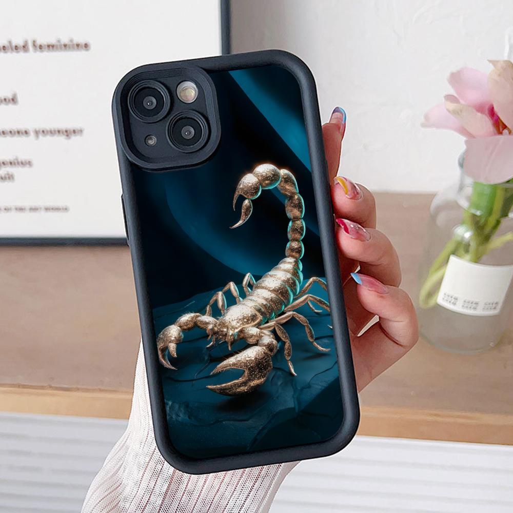 Золотой Скорпион Чехол для Мобильного Телефона для iPhone 17 16 15 14 13 12 11 Air Pro Max Plus Утолщенный ТПУ Цветной Чехол Роскошный Красивый Чехол