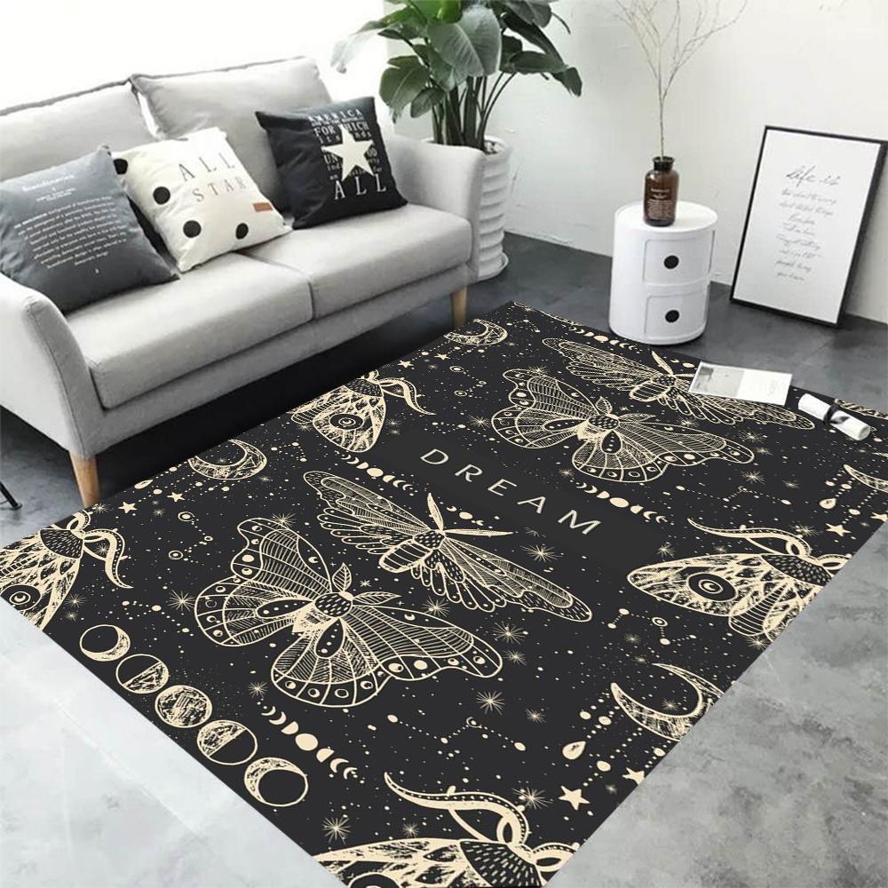 Mysterious Butterfly Plant Area Rug for Home Living Room Bedroom Kitchen Rug Non-slip Flannel Rug Machine Washable Floor Mat