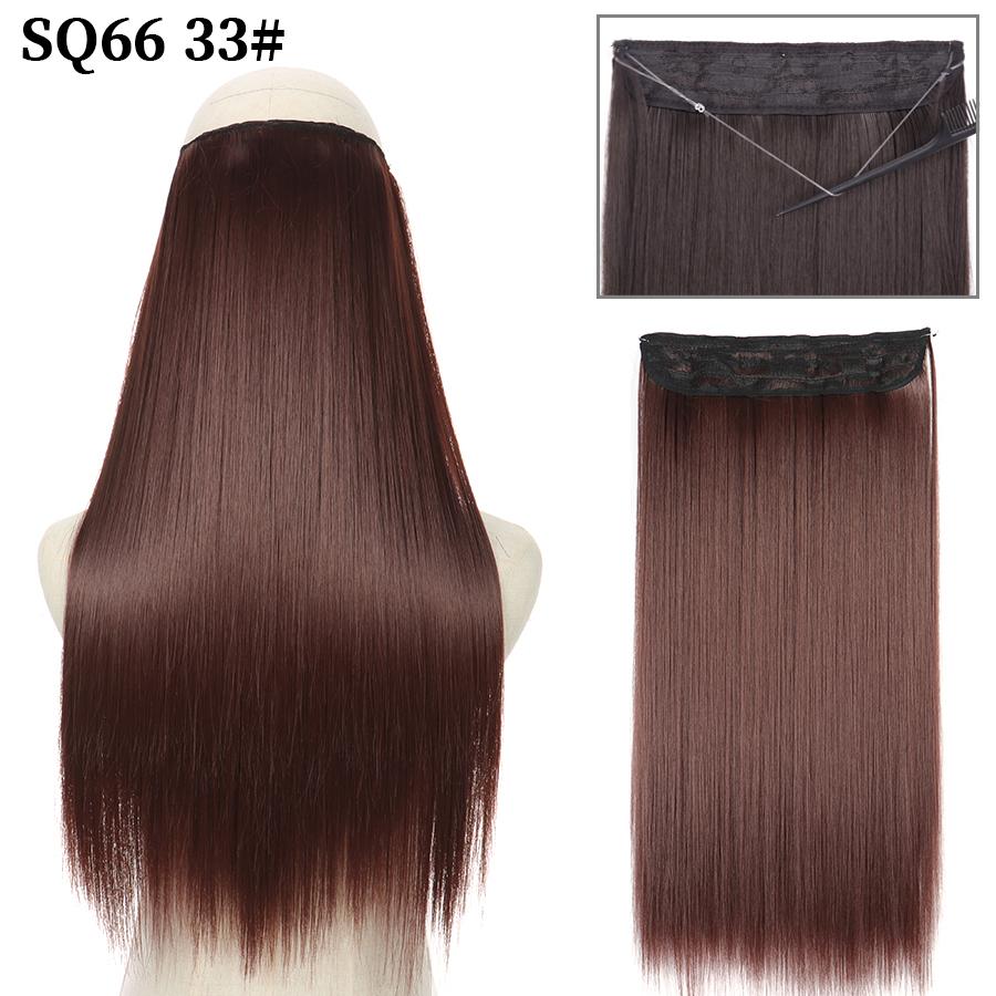 MISS WIG Synthetic Invisible Fish Wire No Clip Wavy Hair Extensions Long Hairpiece Natural Black Brown Blonde for Women Fake Hair Piece