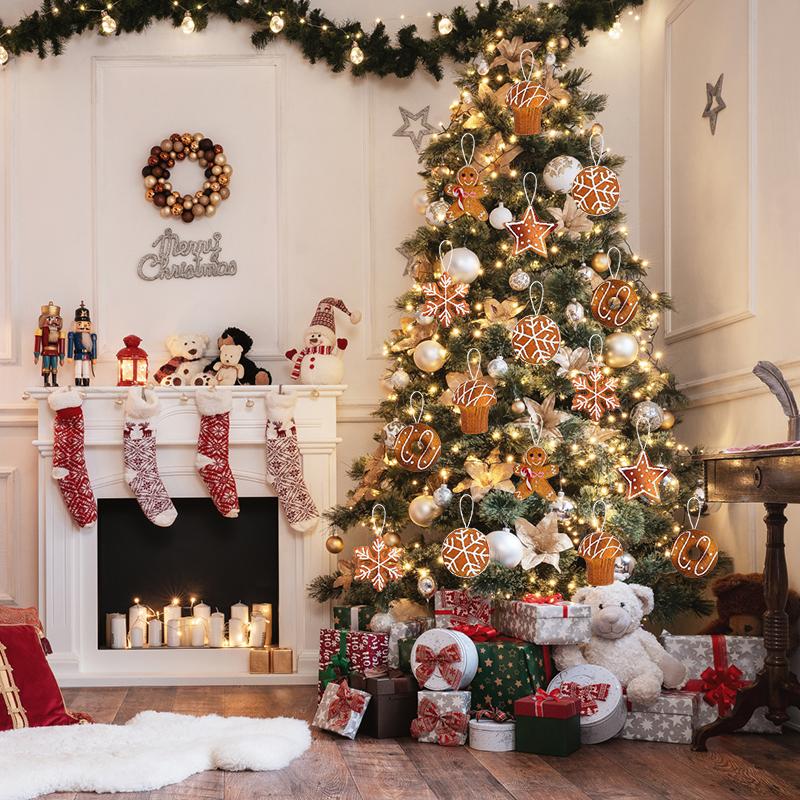 1/6 шт. Подвесные украшения для рождественской елки, пенопластовый шар, снежинка, пряничный человечек, подвеска, рождественские украшения для дома, Новый год 2025