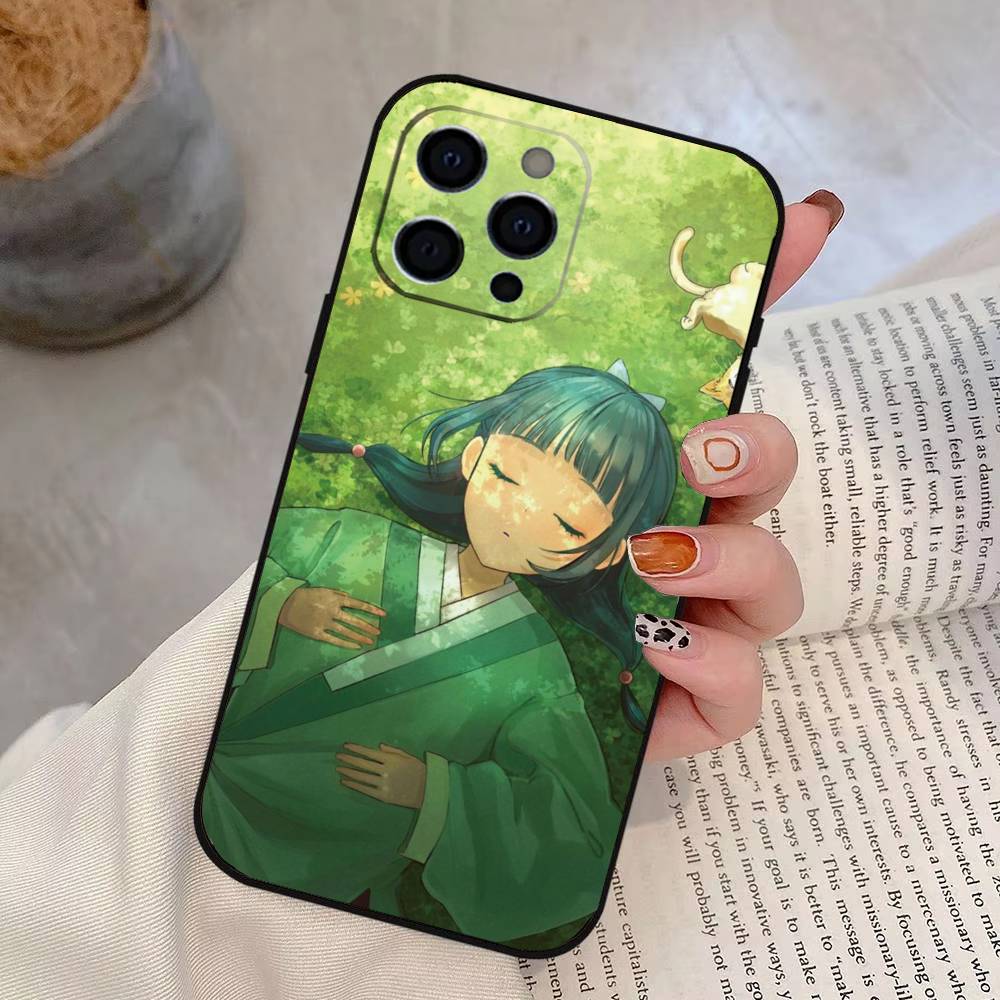Чехол для телефона 'Дневники аптекаря' с Маомао Для iPhone 17,16,15,14,13,12,11 Plus,Pro Max,XS,Мягкий силиконовый черный чехол
