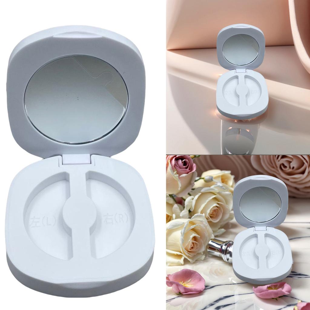 Circle Eyelash Box with Mirror,Empty Eyelash Storage Case Fake Eye Lash Organizer Travel False Lashes Case for Cosmetic