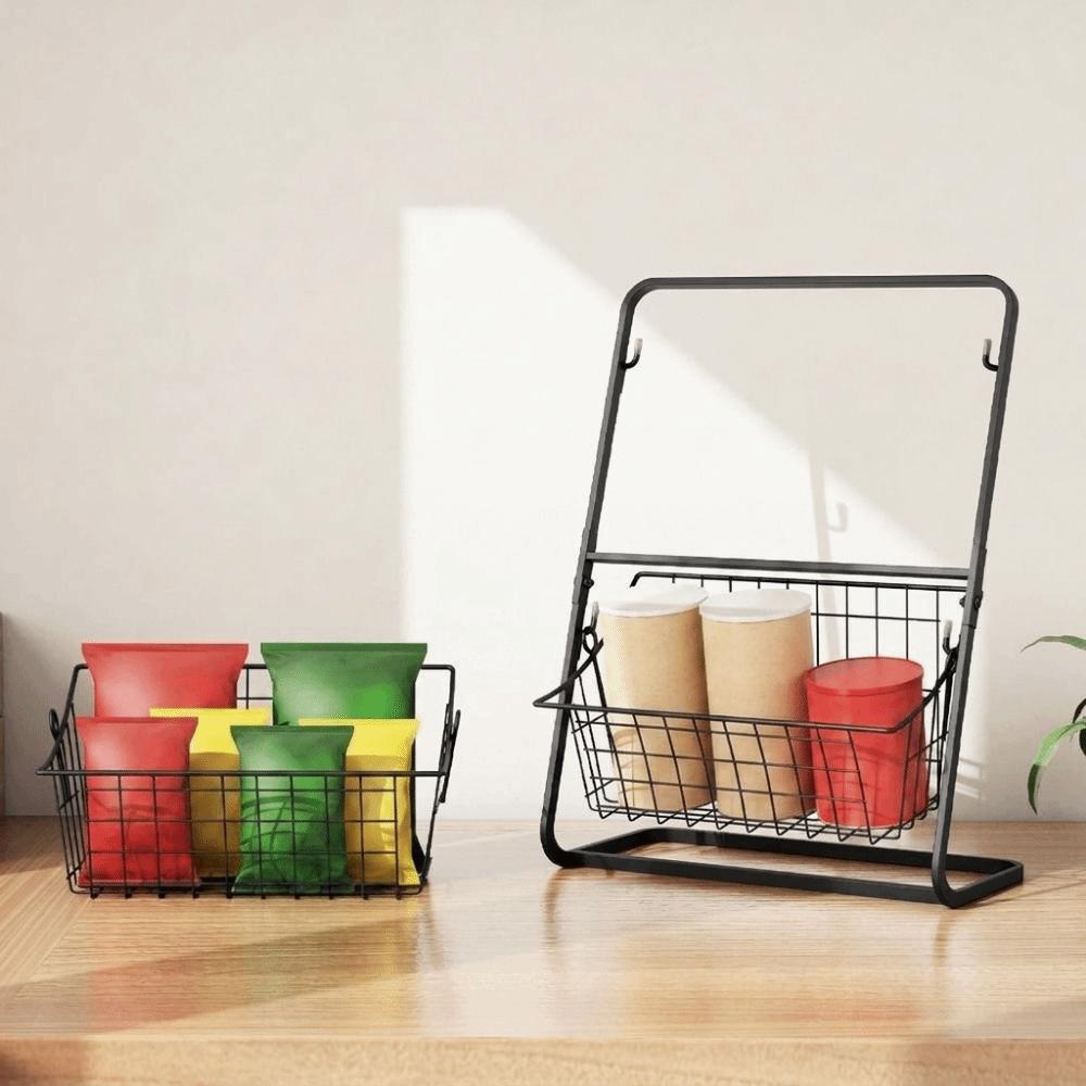Detachable Double Layer Fruits Holder Iron Vegetables Fruit Storage Basket  Pantry
