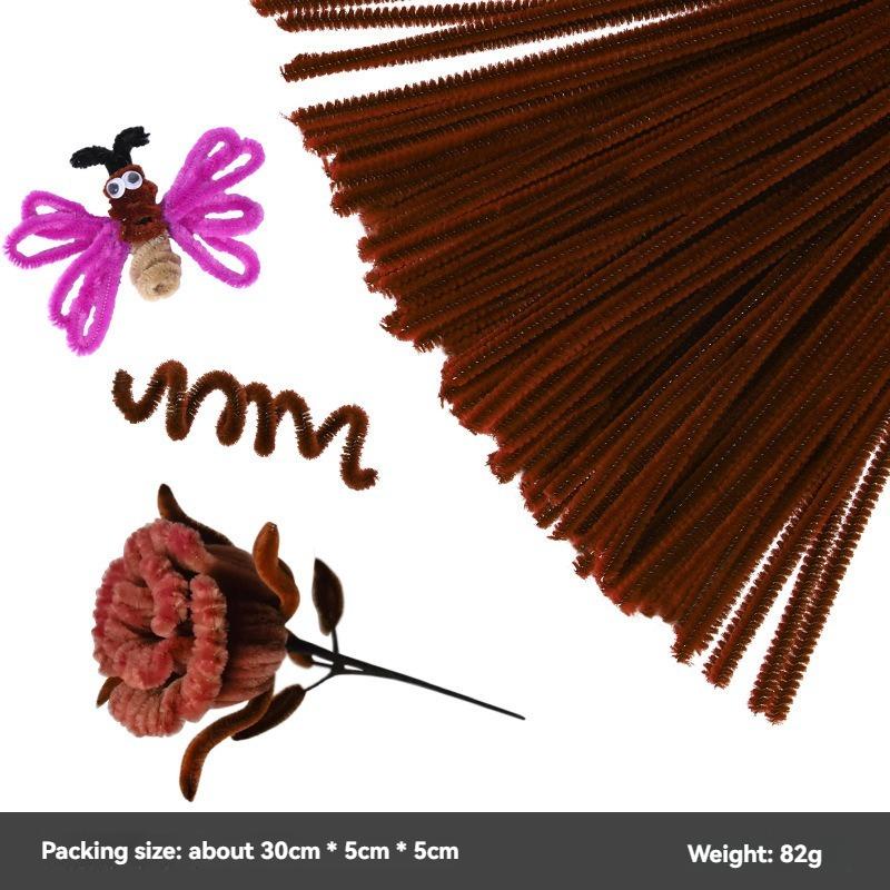 Plush Stick 100pcs Twisting Bar Chenille Stems Wire Pipe Kids Toys DIY Strips Creative Hobby Material Stem Iron Felt Wires