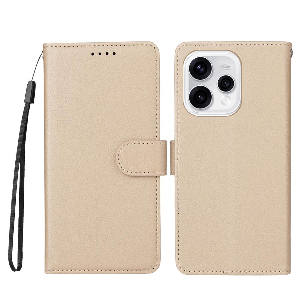 Для Oppo Reno15 5G (Глобальный)/Reno15c 5G (Китай) Чехол для телефона из искусственной кожи с защитой от RFID, тремя слотами для карт и ремешком на запястье.