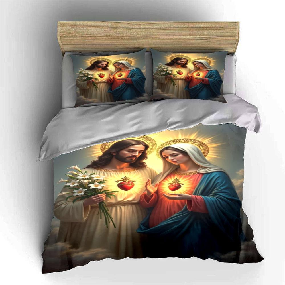 Sacred Heart Christian Bedding Bedding Duvet Cover Set Duvet Cover Pillowcases (1 * Duvet Cover 2 * Pillowcases, without duvet insert)