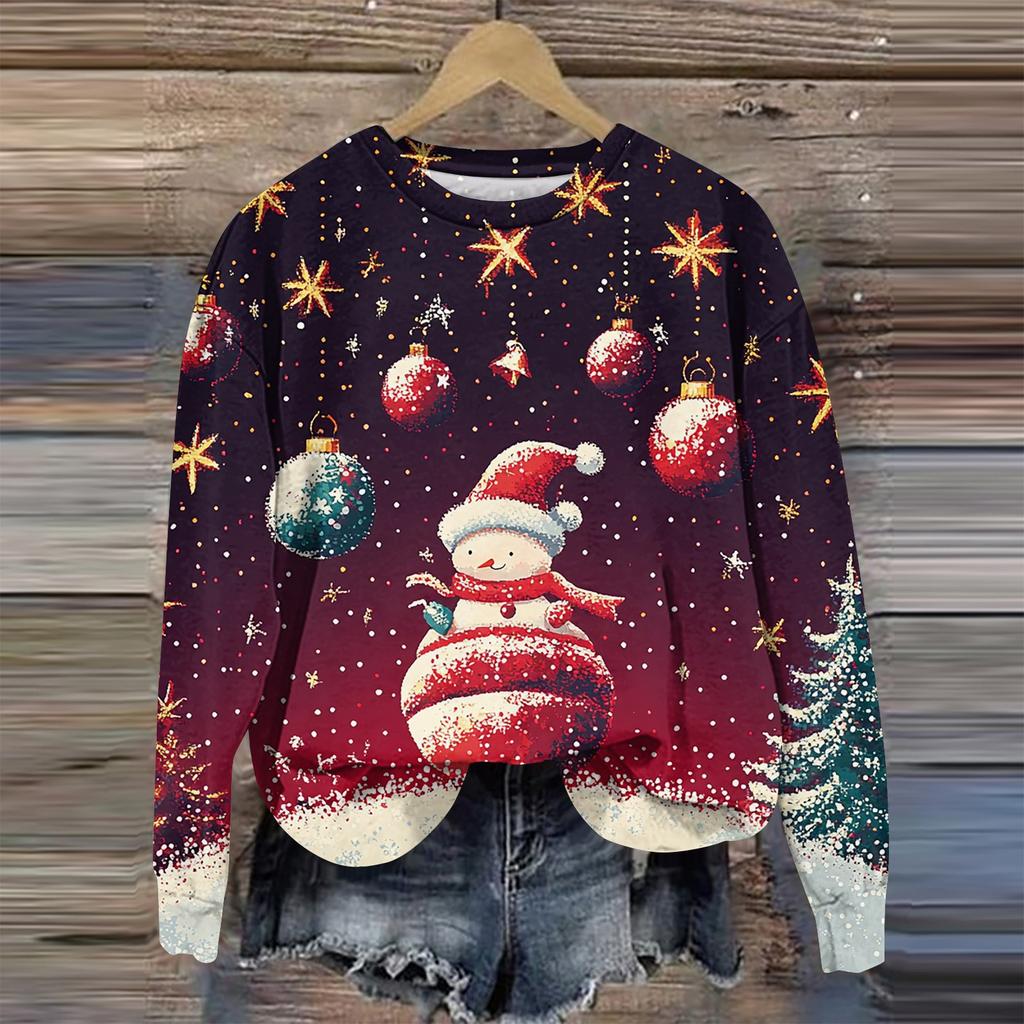 Women  Winter Tops Women's Long Sleeve Sweatshirt Casual Crewneck Loose Fit Pollover Fleece Tops