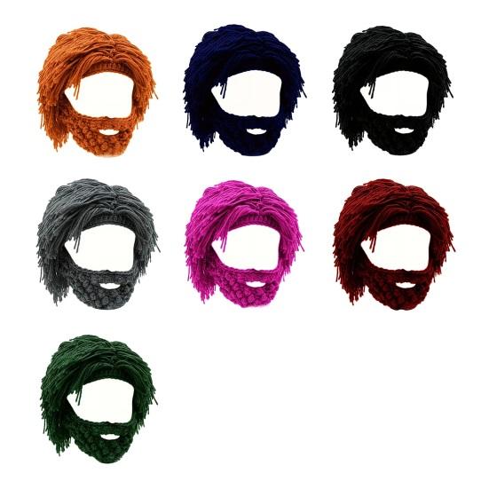 Шерстяная шапка со съемной бородой Теплая Удобная Шапка в стиле панк Аксессуар для Хэллоуина Рождественских вечеринок Косплея