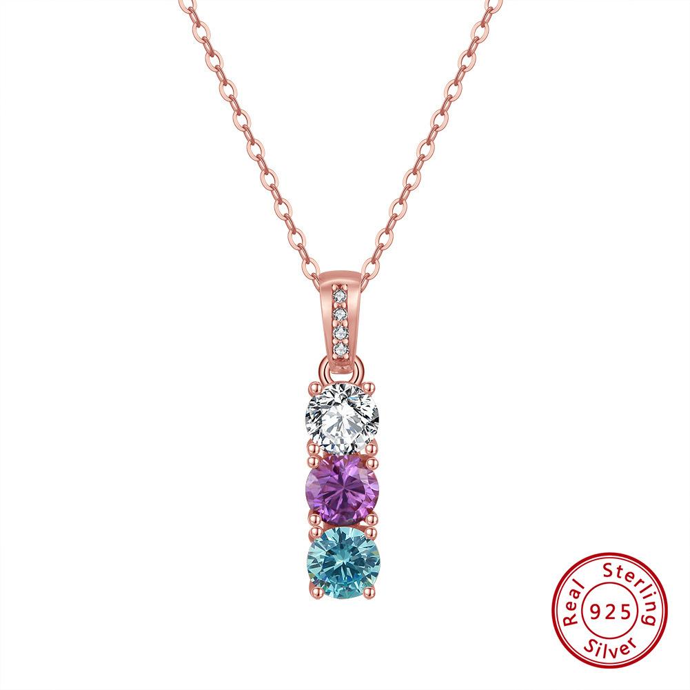 Jewelry S925 Sterling Silver Necklace Colorful Zircon