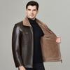 Куртка из натуральной кожи для мужчин на осень и зиму плюс бархатный наряд для папы среднего возраста, цельнокроеная кожаная куртка из натуральной кожи с мехом