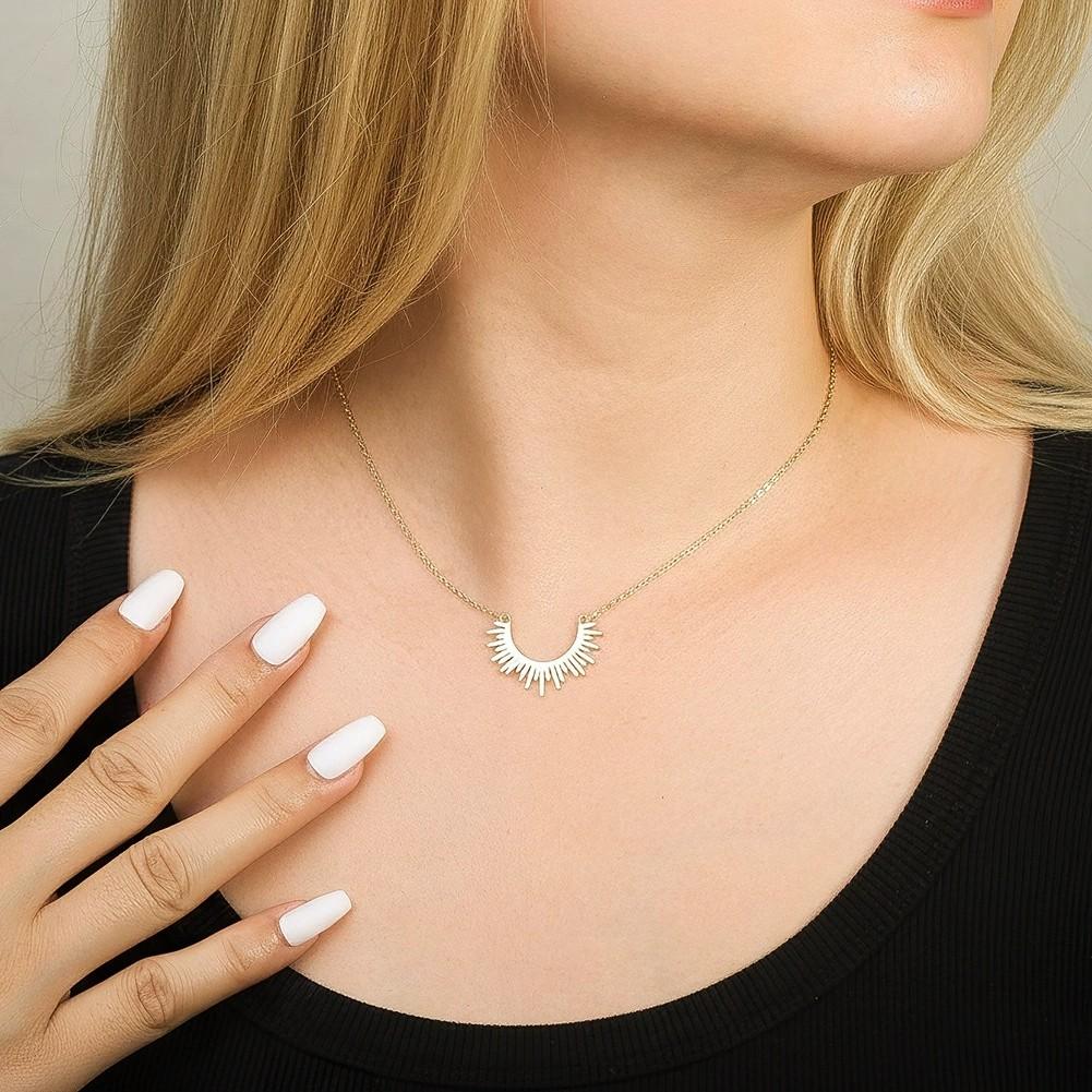 Fashion Jewelry 925 Sterling Silver Minimalist Flower Pendant Necklace for Women Gold Plated Clavicle Chain Necklace