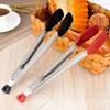 Food Grade BBQ Grilling Tongs Silicone Head Cake Bread Tong Practical Non-Stick Steak Tongs  Baking