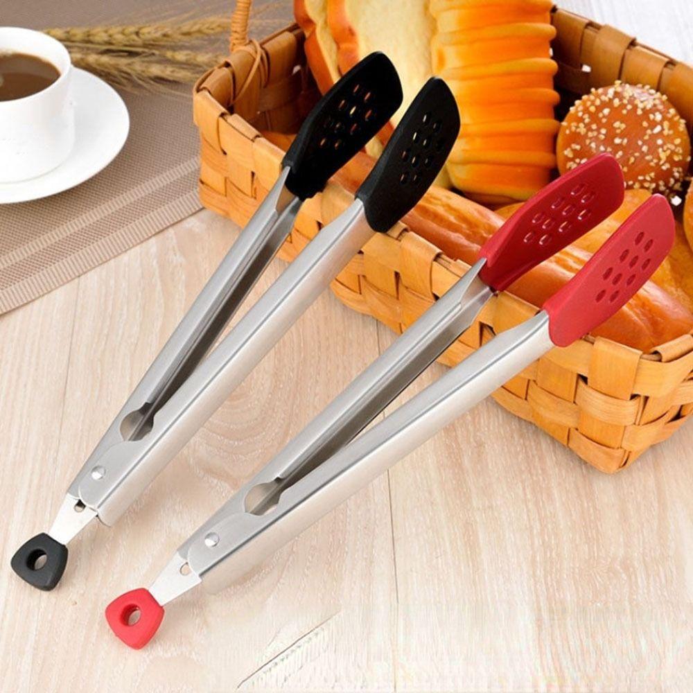 Silicone Head BBQ Grilling Tongs Food Grade Stainless Steel Tongs Kitchen Use
