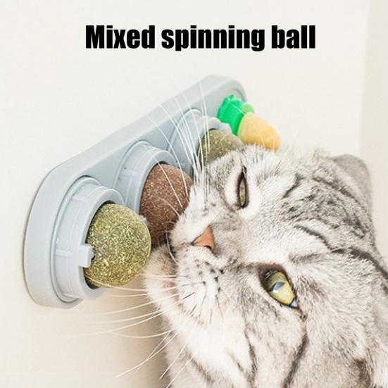 4 шт. шарики для лизания кошачьей мяты, вращающиеся настенные съедобные шарики для кошек, игрушка с натуральной кошачьей мятой, безопасная и здоровая игрушка для чистки зубов у котят