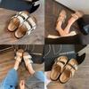 Cowhide Version~ New Flat Bottom with Square Buckle Thick Bottom Beach Cool Slippers Women
