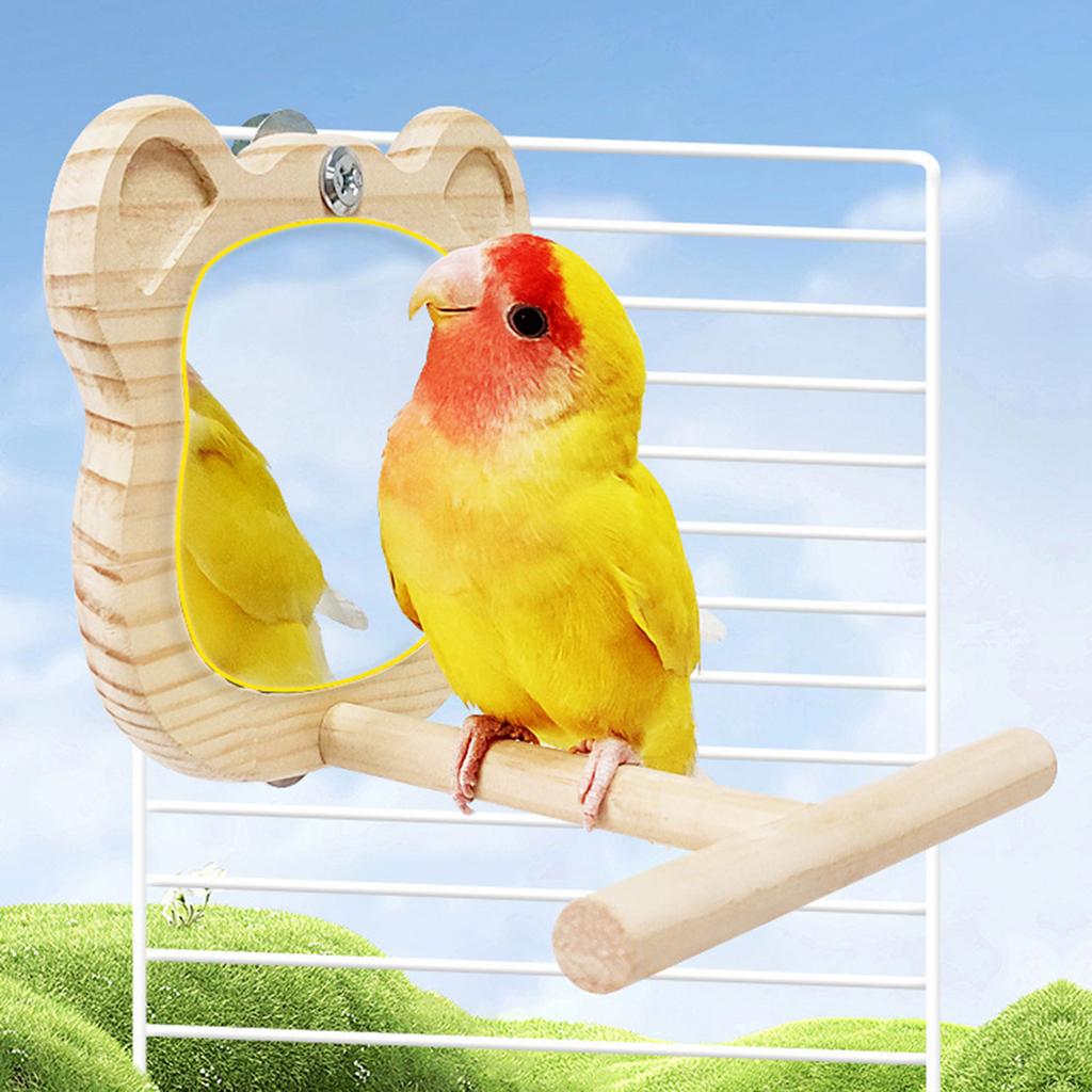 Подставка-жердочка для птиц, зеркало, игрушка для попугаев, подставка для клетки, платформа, игрушка для клетки, зеркало в форме медведя, аксессуары для клетки, игрушка для птиц
