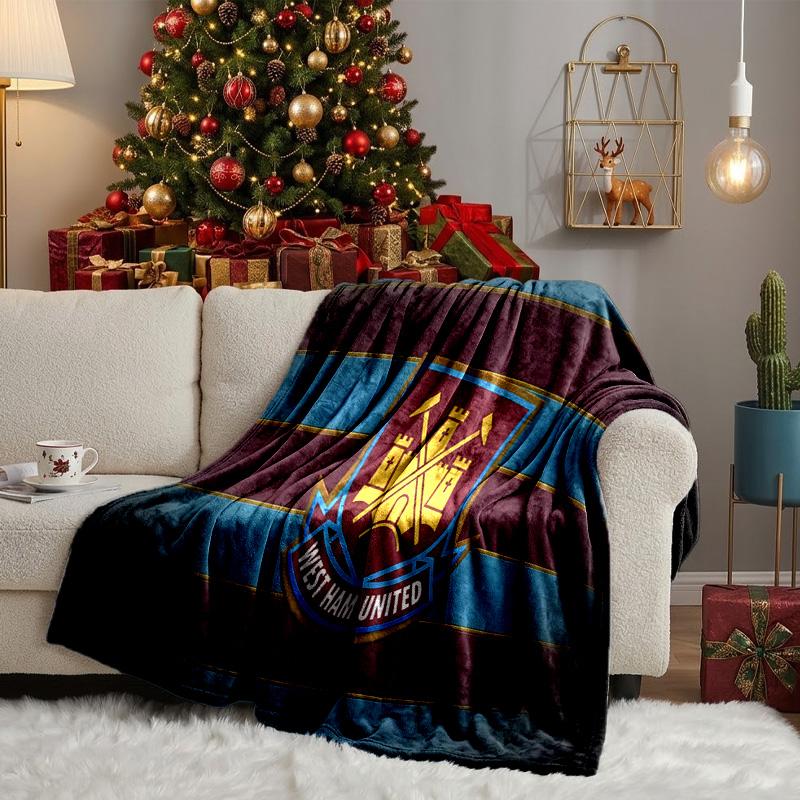 West FC United Crest Throws Blanket Flannel Blankets Plush for Couch Bed Gifts for Men Women Travel picnic blanket Christmas fan gifts