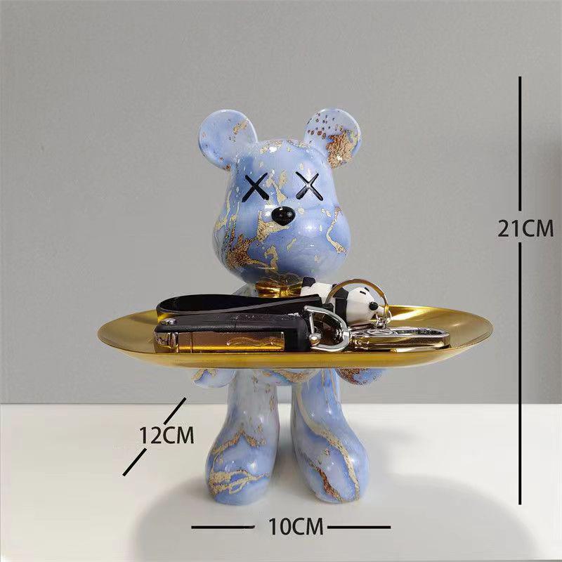 21cm Graffiti Bear Ornament Figurine Home Decoration Animal Statue Keys Storage Shelf Modern Room Sculpture Table Decor Gift