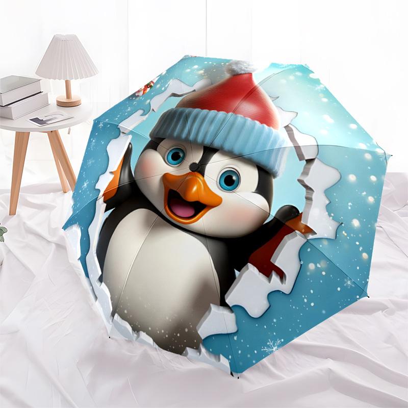 1pc Christmas Penguin Automatic Umbrella - Automatic Opening And Closing, Sturdy Iron Frame, Formal Occasions yy251018166