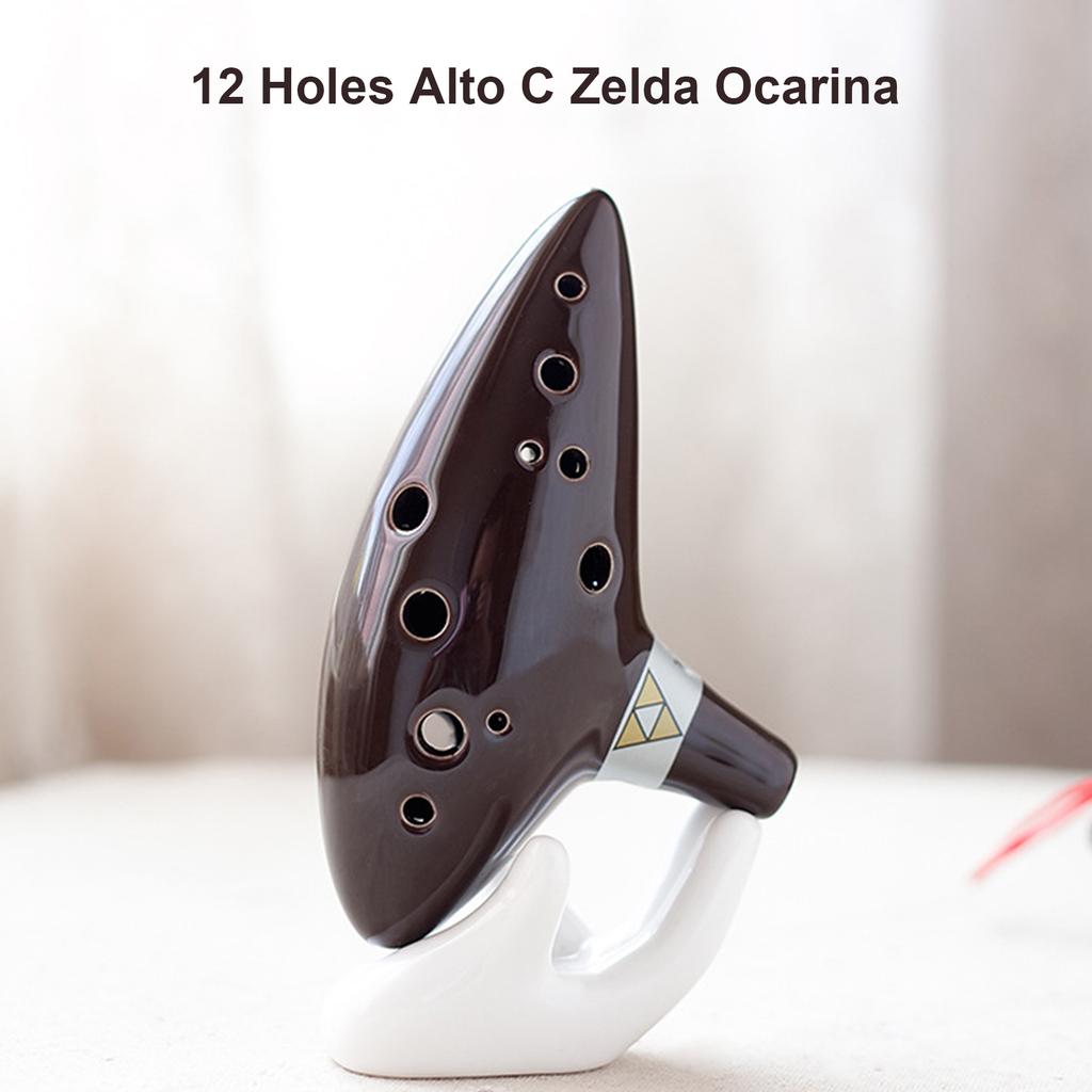 Керамический сосуд-флейта Alto C Zelda Ocarina с 12 отверстиями, духовой музыкальный инструмент с ремешком для музыкальной книги