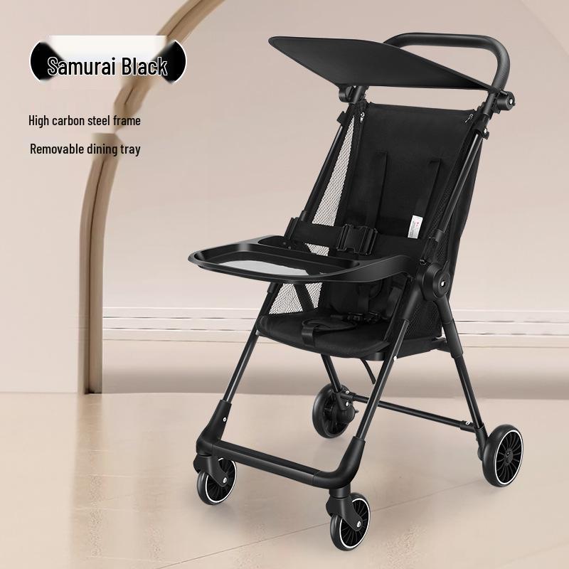 Lightweight High Landscape Baby Stroller with Tray | One-Button Fold & Portable Design