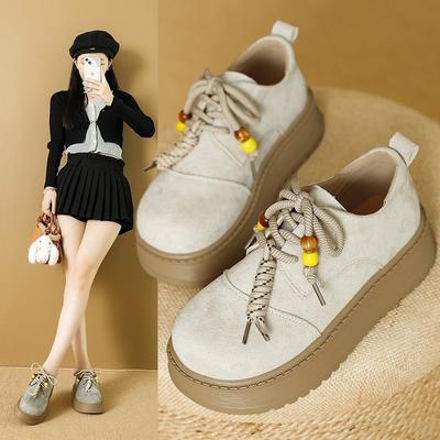 Повседневная мода ретро трендовые на платформе женские осенние трендовые маленькие увеличивающие рост лоферы одинарная обувь женская