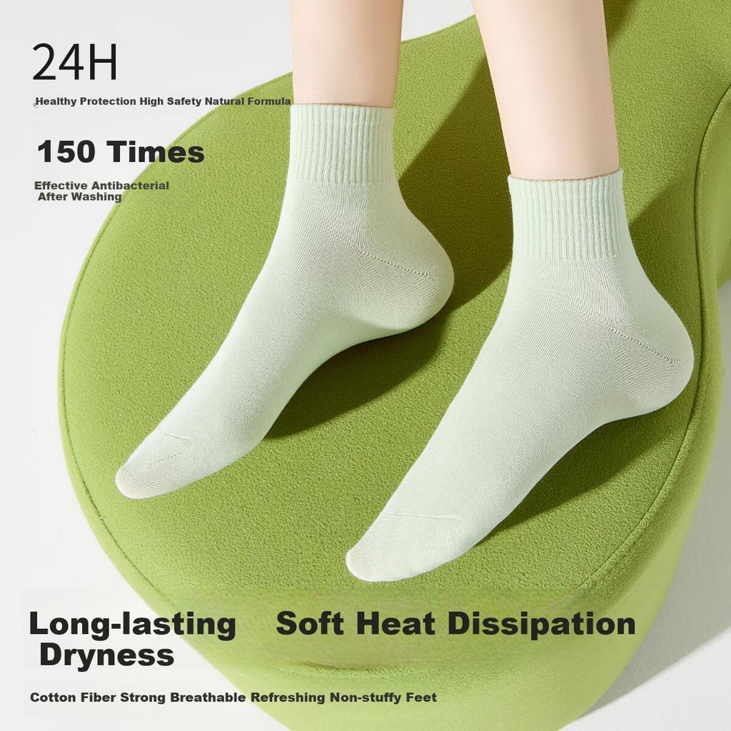 [100% Pure Cotton 10A ] Women's Socks, Spring And Summer Mugwort Essential Oil Short Tube Socks, Odor-Resistant Sweat-Absorbing Socks