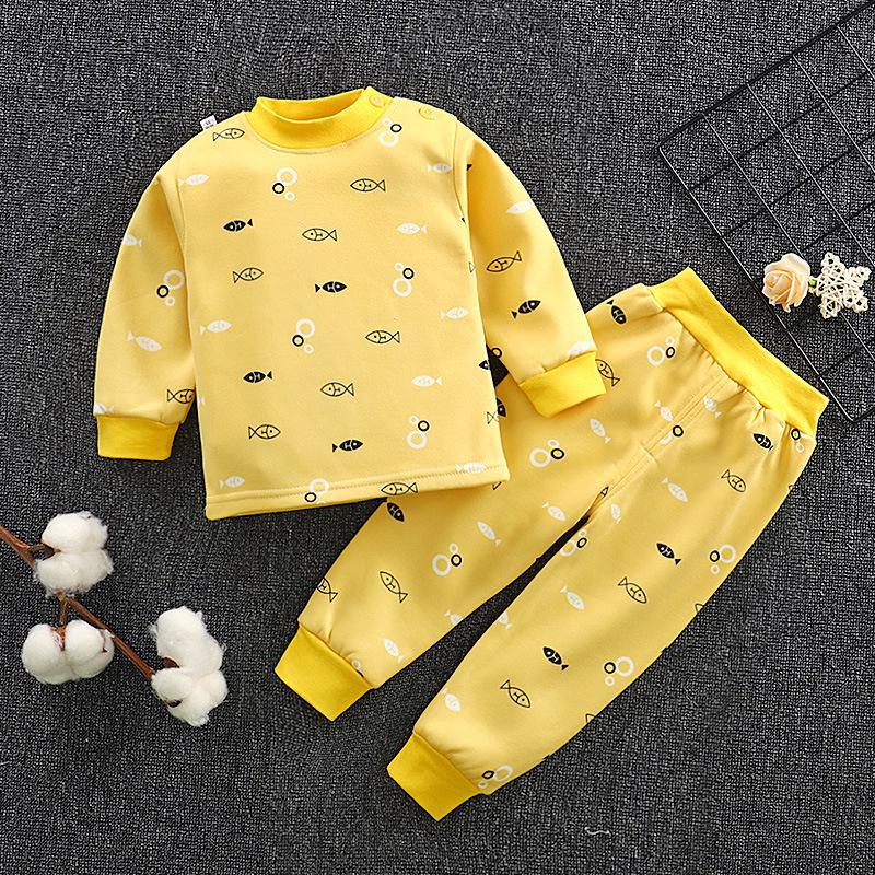 Baby Thermal Underwear Set: Plush, Thickened Two-Piece Pajamas for Boys and Girls