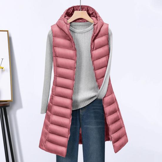 Женское зимнее хлопковое пальто с капюшоном, тонкое, утепленное, ветрозащитное, без рукавов, однотонный жилет средней длины, застежка-молния, кардиган, верхняя одежда