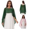 Womens Chiffon Bridal Shawl High Low Design Soft Lightweight Wedding Cape Long Wrap Evening Cover Up