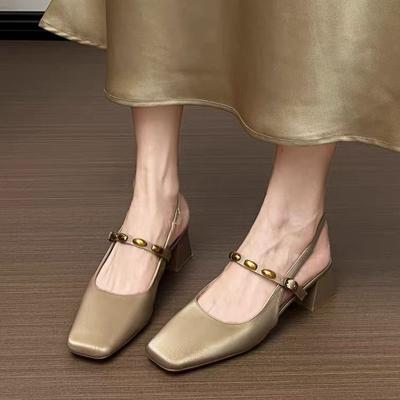 Модные сандалии на высоком каблуке с плетеным верхом и квадратным носком в французском стиле, летняя модная женская обувь из кожи и ткани на среднем каблуке, zapatos mujer