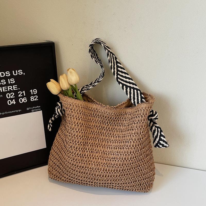 Большая вместительная соломенная сумка для женщин, сумка на плечо для отдыха на море, сумка-тоут для поездок на работу