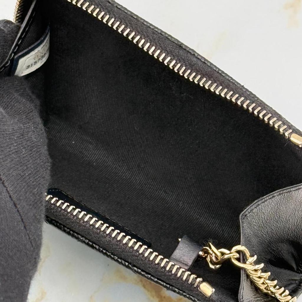 Used Excellent condition CHANEL Caviar Skin Card Case with Chain