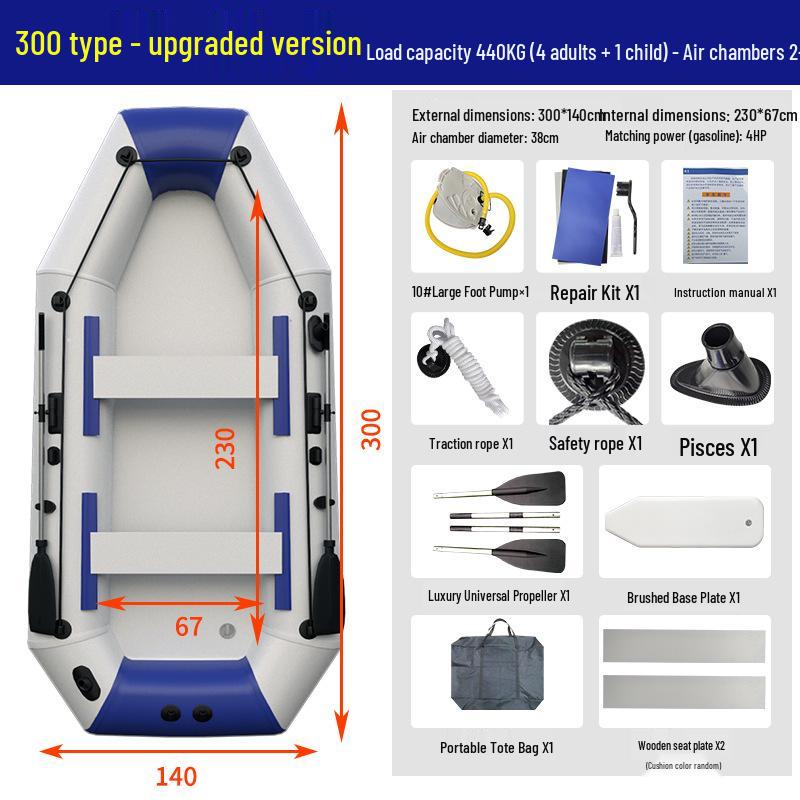 Прочная надувная резиновая лодка-каяк с жестким дном для рыбалки и спасения на воде