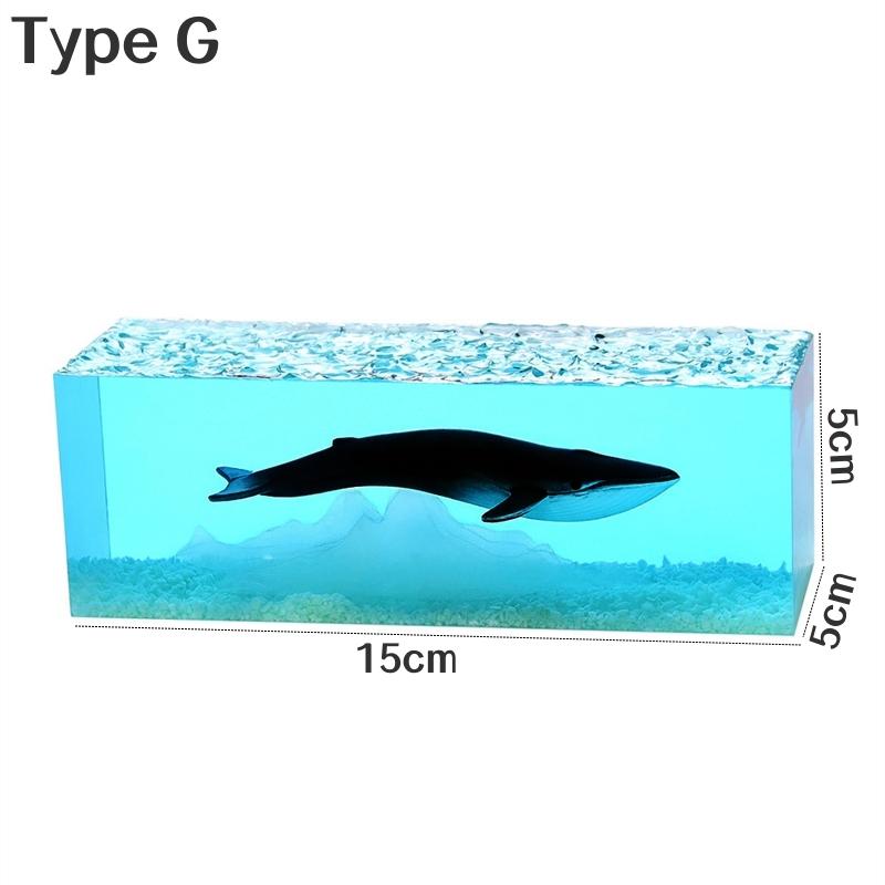 3D Морской куб с китом Светодиодная настольная лампа Украшения из смолы Новинка Акула Дайвер Океан Микро Пейзаж Настольные ночники Аксессуары