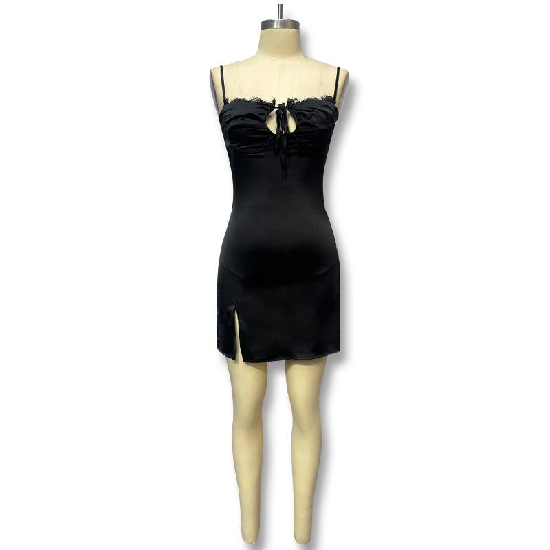 1011 autumn new European and American style women's clothing, sexy lace suspender Spice girl strap backless split dress women