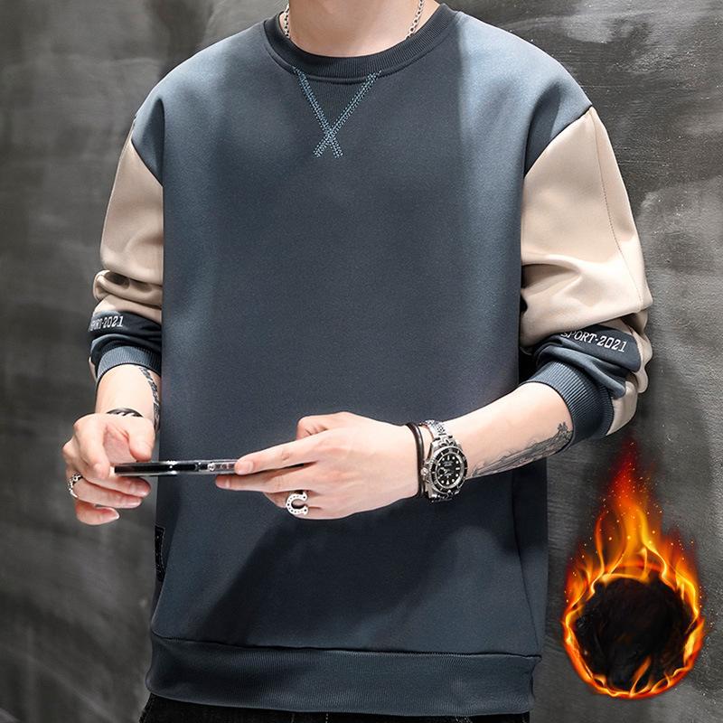 Новая мужская футболка с длинными рукавами на весну и осень, свободная внутренняя часть с повседневным свитером Zhongshan на одежде