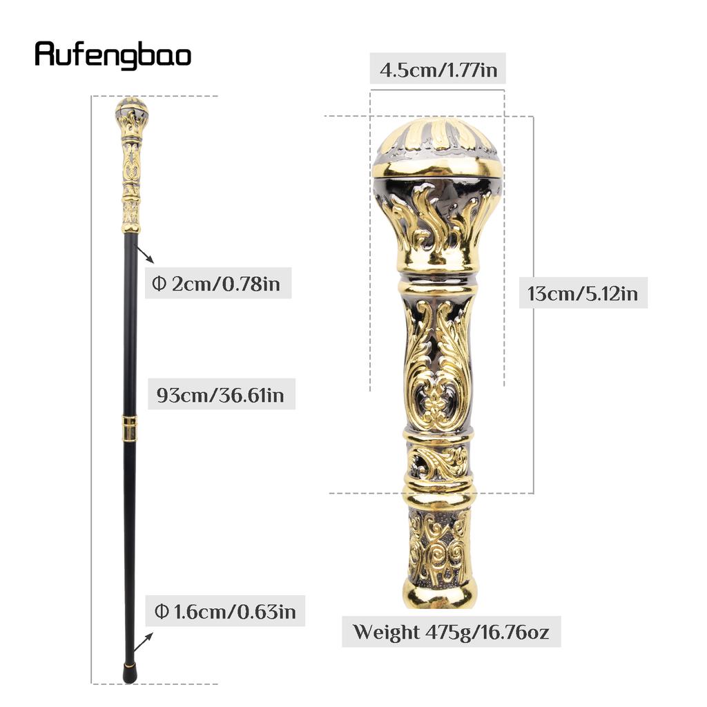 Золотисто-черная роскошная круглая ручка, модная трость для вечеринки, декоративная трость для ходьбы, элегантная трость с ручкой-посохом 93 см