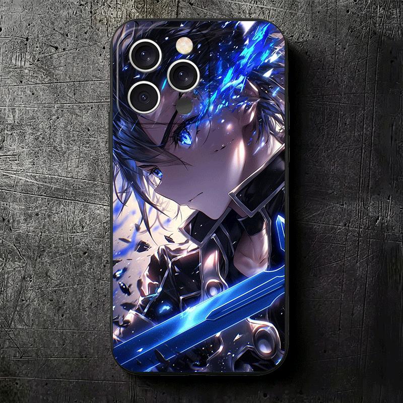 Мягкий чехол для телефона S-Sword O-Online SAO Kirito для iPhone 16 16E 17 Air 15 Pro Max 14 Plus 13 Mini 11 12 7 Черная задняя крышка