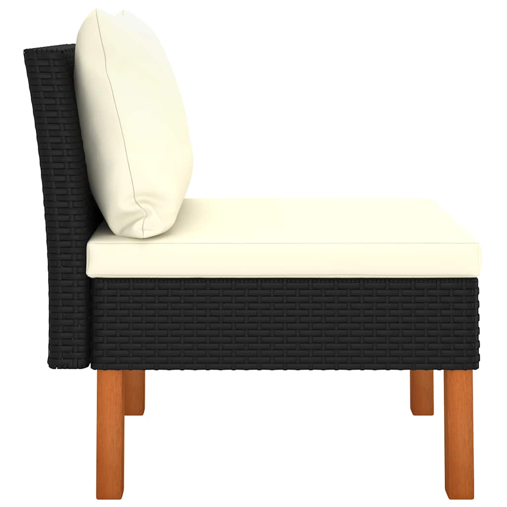 Modular Sofas 3 pcs Poly Rattan and Solid Eucalyptus Wood