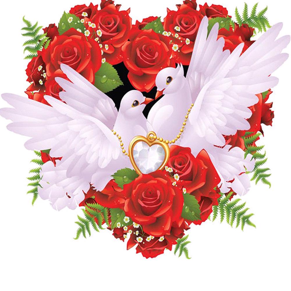 5D DIY Алмазная картина "Белые голуби" Вышивка Алмазная вышивка крестиком Горный хрусталь Мозаика Картина Свадебный декор