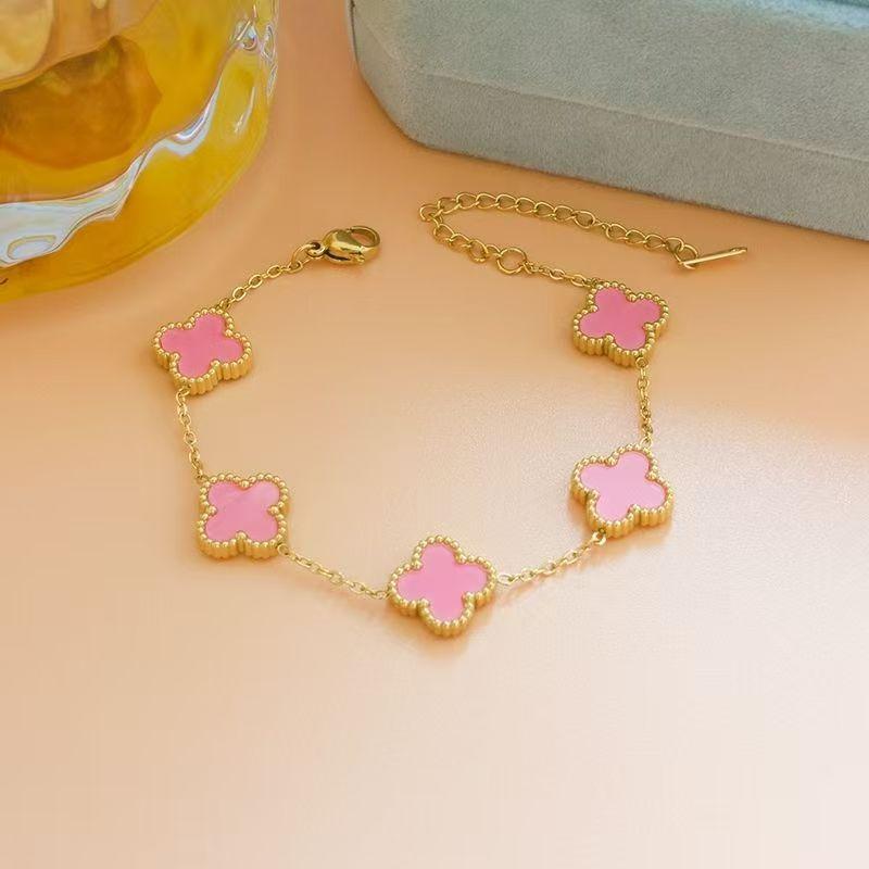 13 мм Четырехлистный клеверный браслет для женщин, цепочка с четырьмя листами клевера, ракушка, счастливый четырехлистный клевер