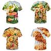 Футболка с рисунком жареной курицы и пасты для мужчин, 3D-принт с едой, короткий рукав, свободная, смешная, детская, повседневная, уличная, футболки, топы