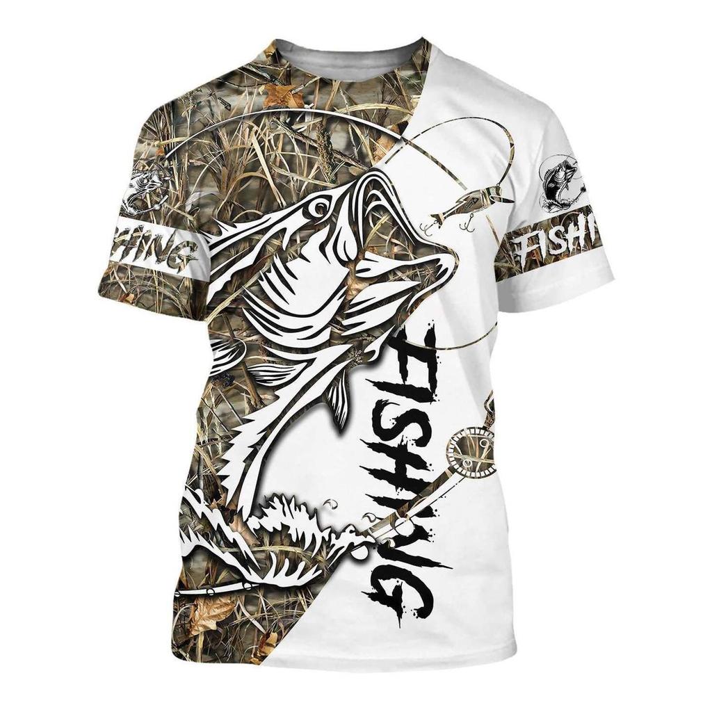 Summer New3D Fish Print Men's Fashion Creativity Realistic Personality Short Sleeved Cool Top Street Polyester Versatile T-shirt