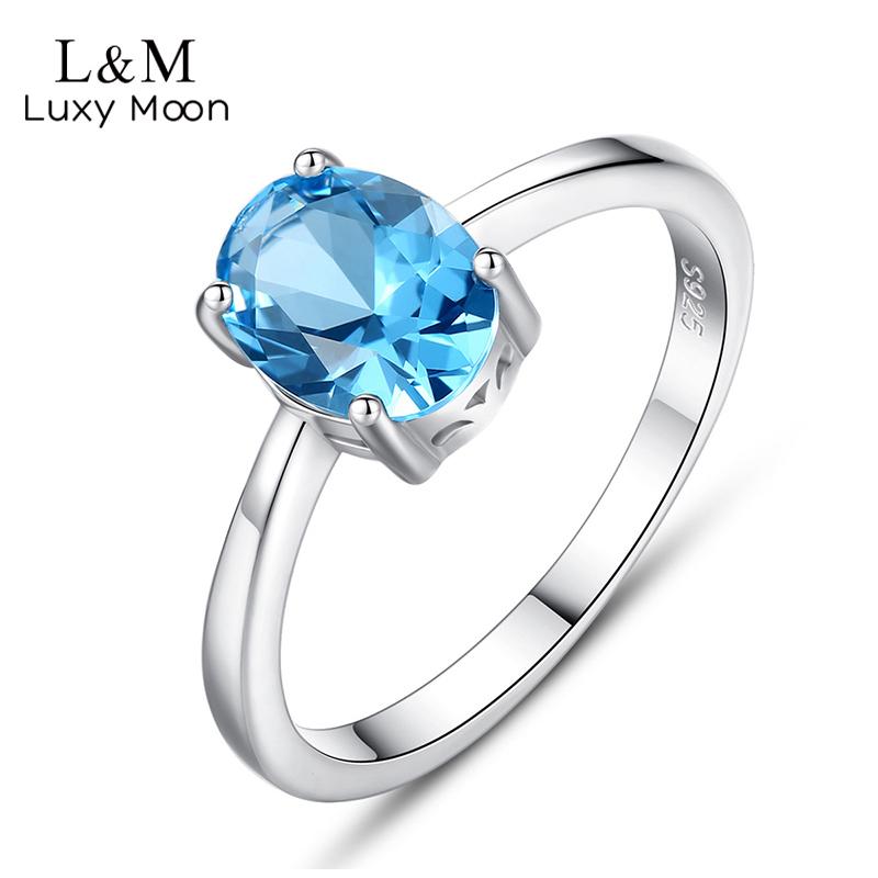 Женские кольца из стерлингового серебра S925, небесно-голубой топаз, модные ювелирные кольца
