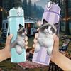 1PC Grumpy Cat Cute Pet Portrait Print 750ml Color Plastic Sports Water Bottle Leakproof Flip Straw Lid Suitable for Sports Office Home Use