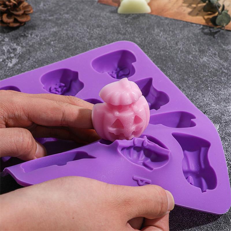 Силиконовая форма для выпечки Хэллоуин Тыква Череп Летучая мышь Шоколад - Один большой Паук, Светло-фиолетовый, Разные стили, Кухонный инструмент для выпечки