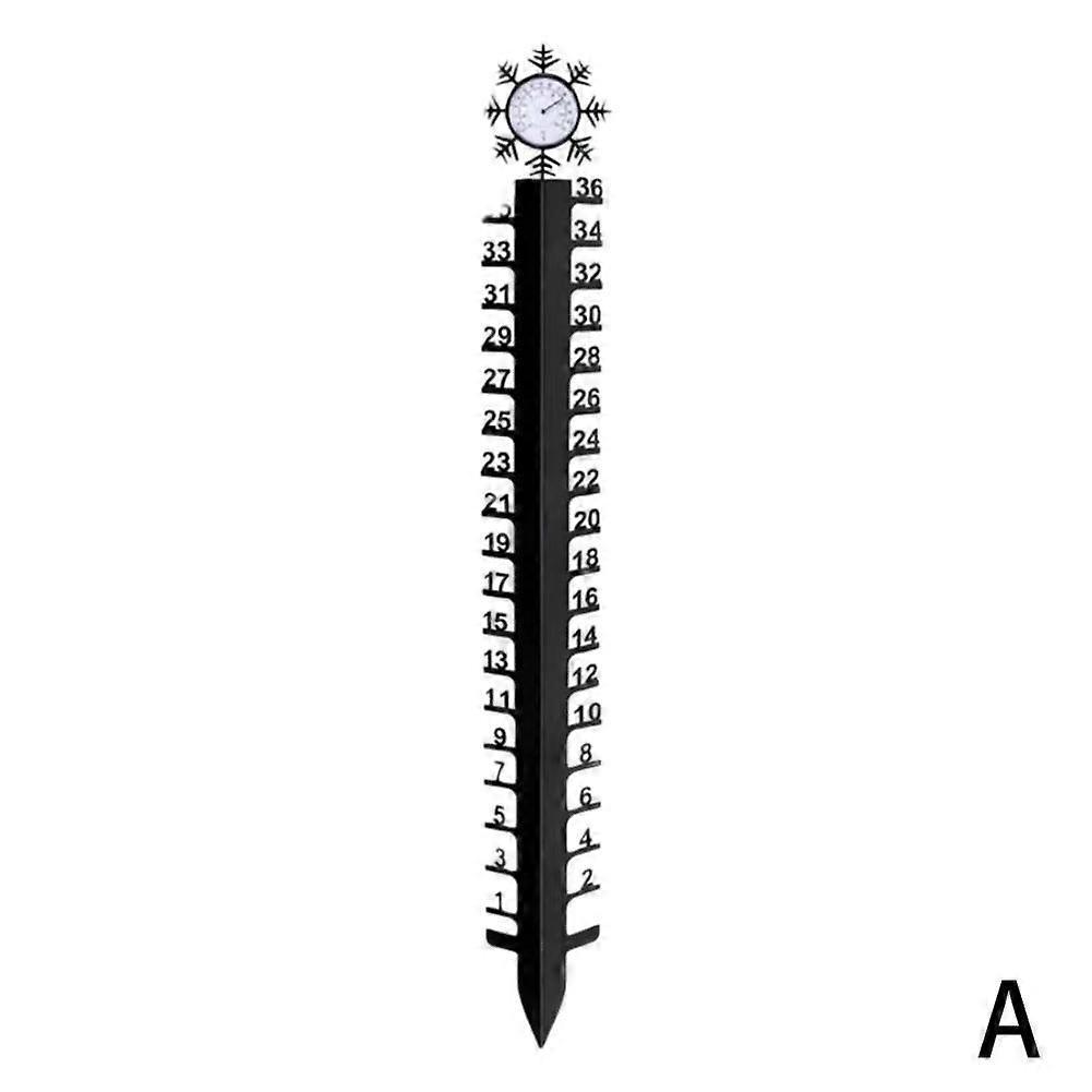 Cross-Border New With Thermometer Snowflake Metal Craft Outdoor Yard Snow Measuring Tool Metal